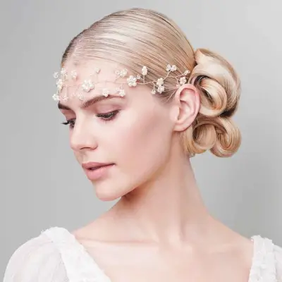 Sleek Side Bun with a Pearl Vine Headband