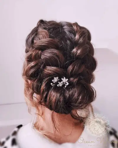Low Bun with Double Dutch Braids
