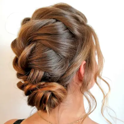 Loose French Braid with a Mini Bun