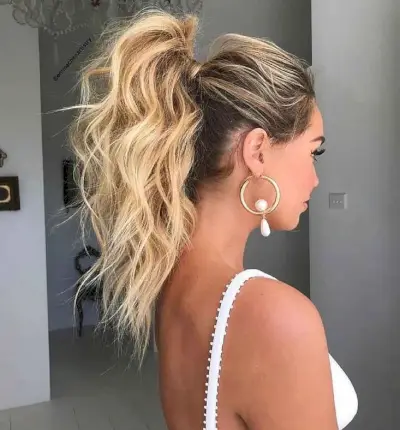 Popular Ponytail Updo with Tousled Waves