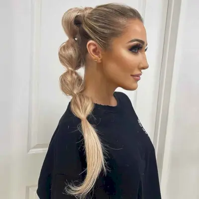 Unique Bubble Ponytail for Long Hair