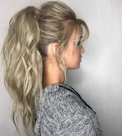 Cute Tousled Ponytail with Wispy Bangs