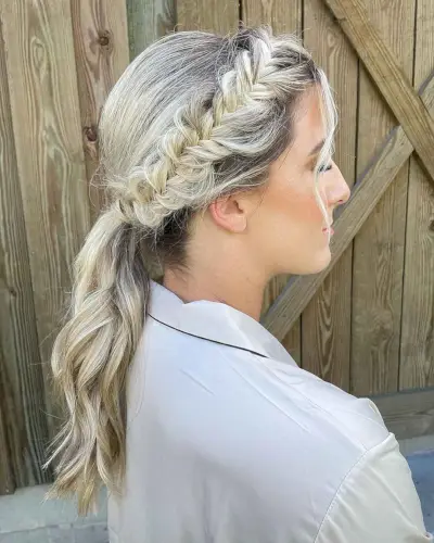 Side Dutch Braid on a Low Ponytail
