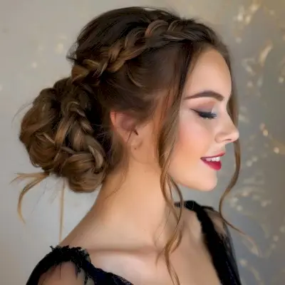 flawless low bun side braid