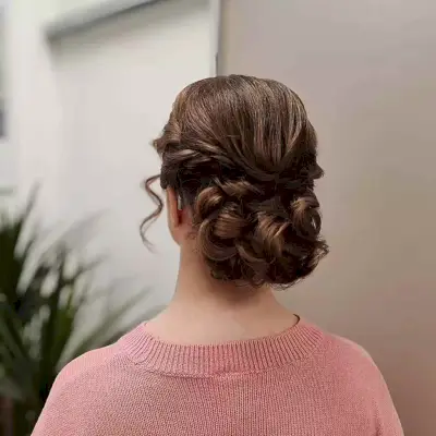 Long Curled Brunette Updo for Prom Night