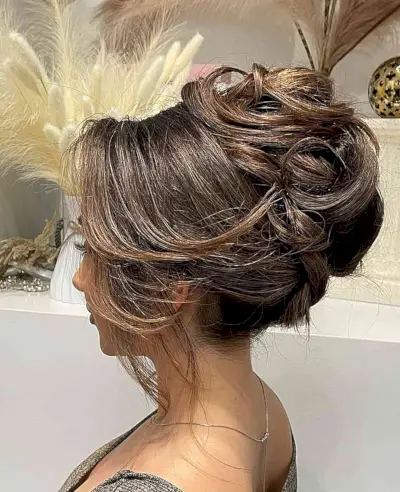 Long Hair High Updo with Face-Framing Pieces for Prom