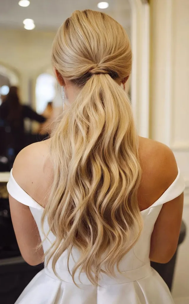 Elegant lav hestehale med løse bølger' title=