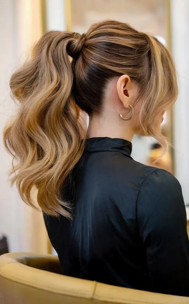 Perky ponni med ansiktsrammede tråder til skoleballet' title=