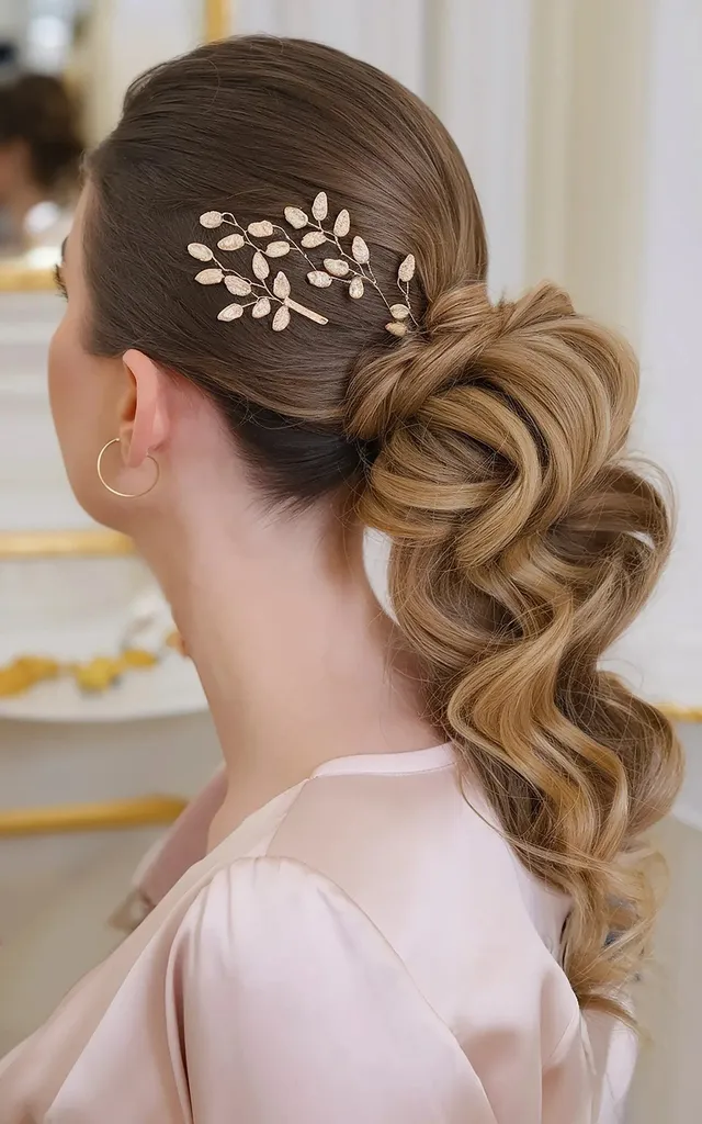 Forhøyet hestehale med myke krøller' title=