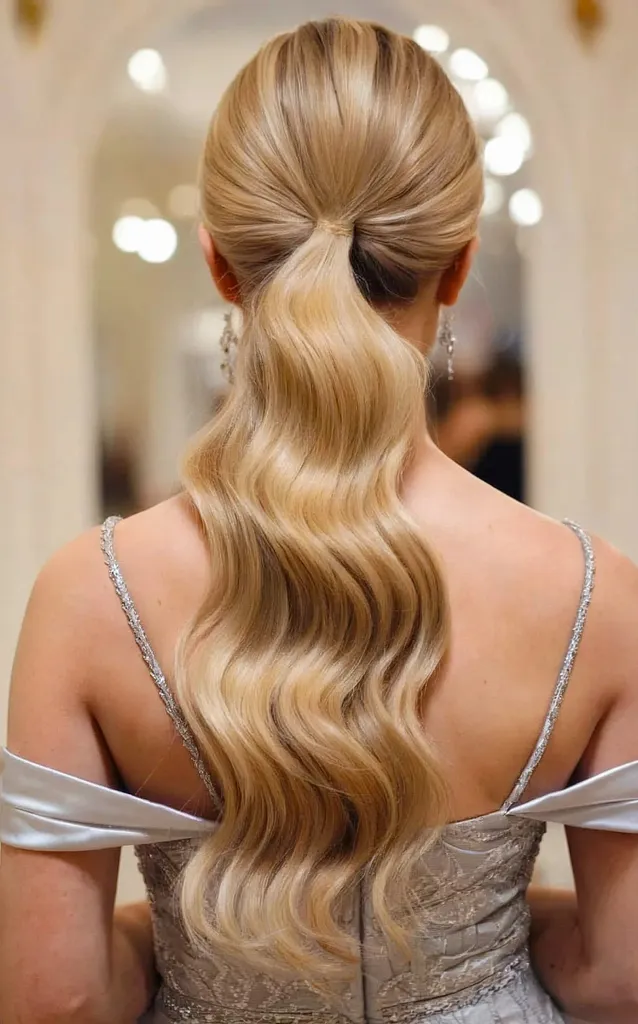 Myk Glam Prom Style på en bølget hestehale' title=