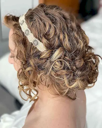 Curly Faux Bob with a Headband for prom
