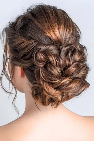 ツイストアップヘアプロムのヘアスタイルのアイデア.