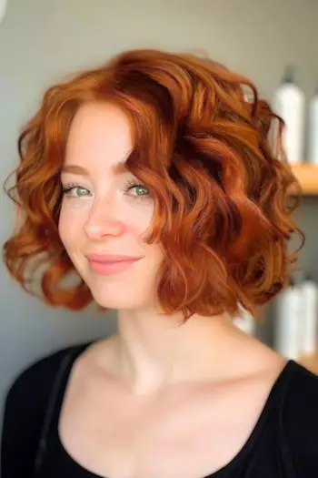 Roșu aramiu Curly Bob.