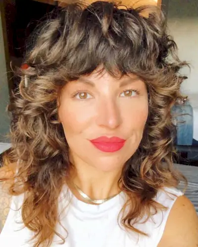 Curly Mullet Shag with Fringe Bangs