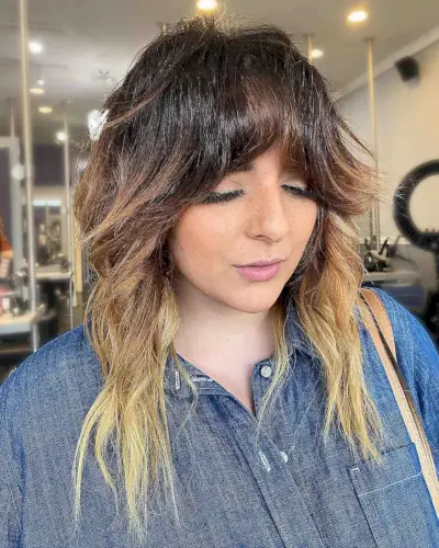 mid-length ombre shag with fringe