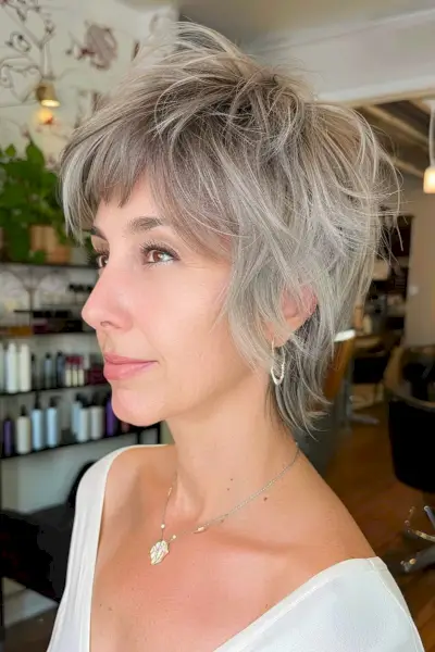 Short modified shag cut