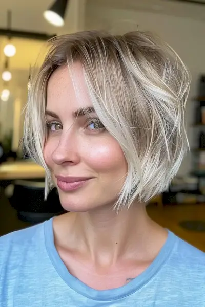 Prettiest Jaw-Length short Shaggy Cut