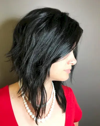 Short to Medium Shaggy Asymmetrical Bob