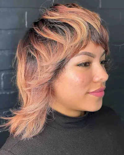 colorful shaggy short mullet