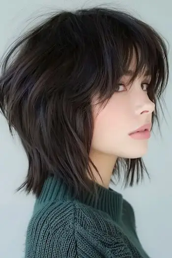 테이퍼드 샤그 컷 짧은 헤어스타일.