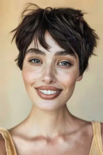 Piecey Shaggy Pixie 짧은 헤어스타일.