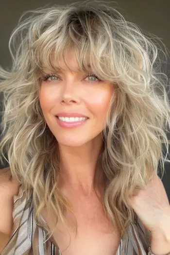 Penteado volumoso Wispy Shag de comprimento médio.