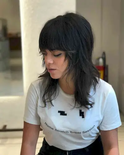 Shaggy Mullet Hair with Thick Bangs