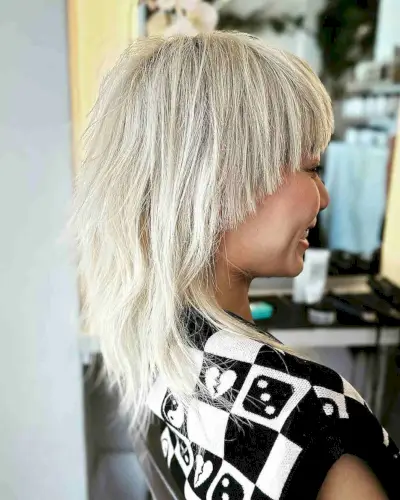 Sharply Cut Shaggy Mullet for straight hair