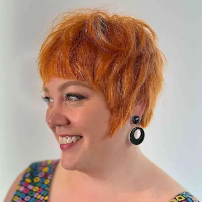 Bright Copper Lixie with Bangs and Sideburns