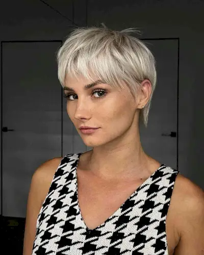 Shaggy Chic and Sassy Platinum Pixie Cut