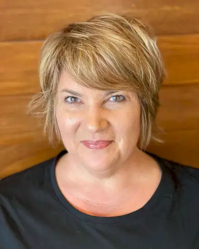 pixie shag with side-swept bangs