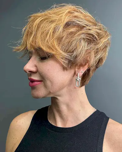 Peach Shaggy Pixie Shixie with Fringe