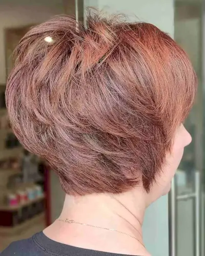 Shaggy Reddish Brown Long Pixie for ladies with short hair 
