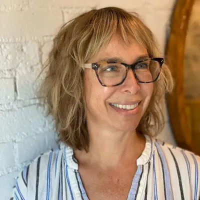 cute shag for older women with glasses