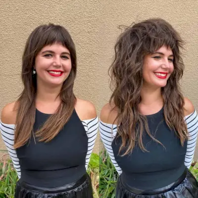 Texturized Long Wavy Shag for Thick Hair