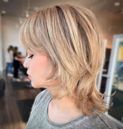 Dimensional shaggy lob haircut