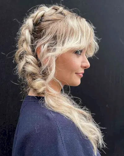 Long boho shag hairstyle with braids