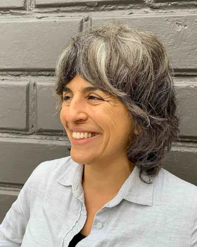 Younger-looking short shag haircut for women over 60