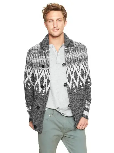 GAP 청키 자카드 숄 가디건