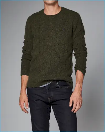 Suéter Abercrombie & Fitch Cable Knit com gola redonda