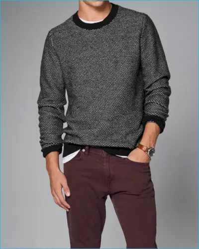 Suéter de malha Birdseye com mistura de lã Abercrombie & Fitch