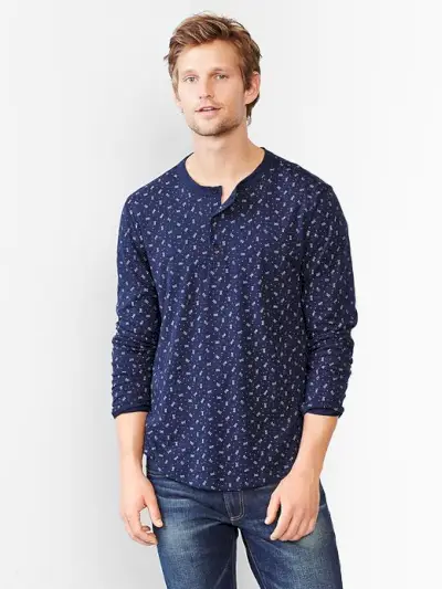 GAP Indigo Print Henley