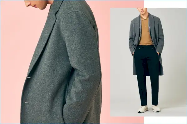Jamie Wise is nonchalant gestroomlijnd en draagt ​​een overjas van Acne Studios met een Camoshita-blazer. Jamie