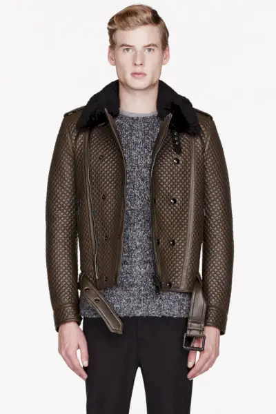ז'קט בזקטון קווילטי מעור חום של Belstaff ו-SHEARLING