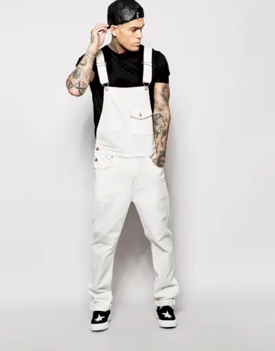 ASOS ホワイトデニムオーバーオール