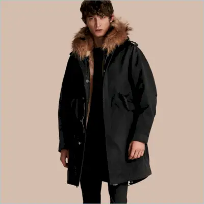 Burberry 코튼 새틴 파카(퍼 트리밍 포함)