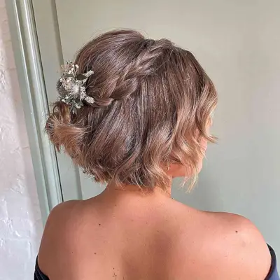 Textured and Braided Updo for a Bob Cut