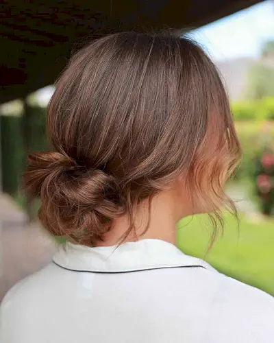Easy Low Messy Bun Hairstyle for Short Hair