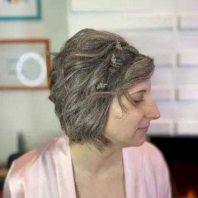 Bouffant half updo for bob