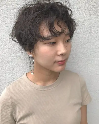 sweet Asian short hair perm